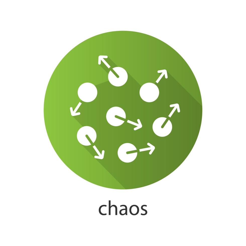 Chaos flat design long shadow glyph icon. Chaotic movement. Vector silhouette illustration