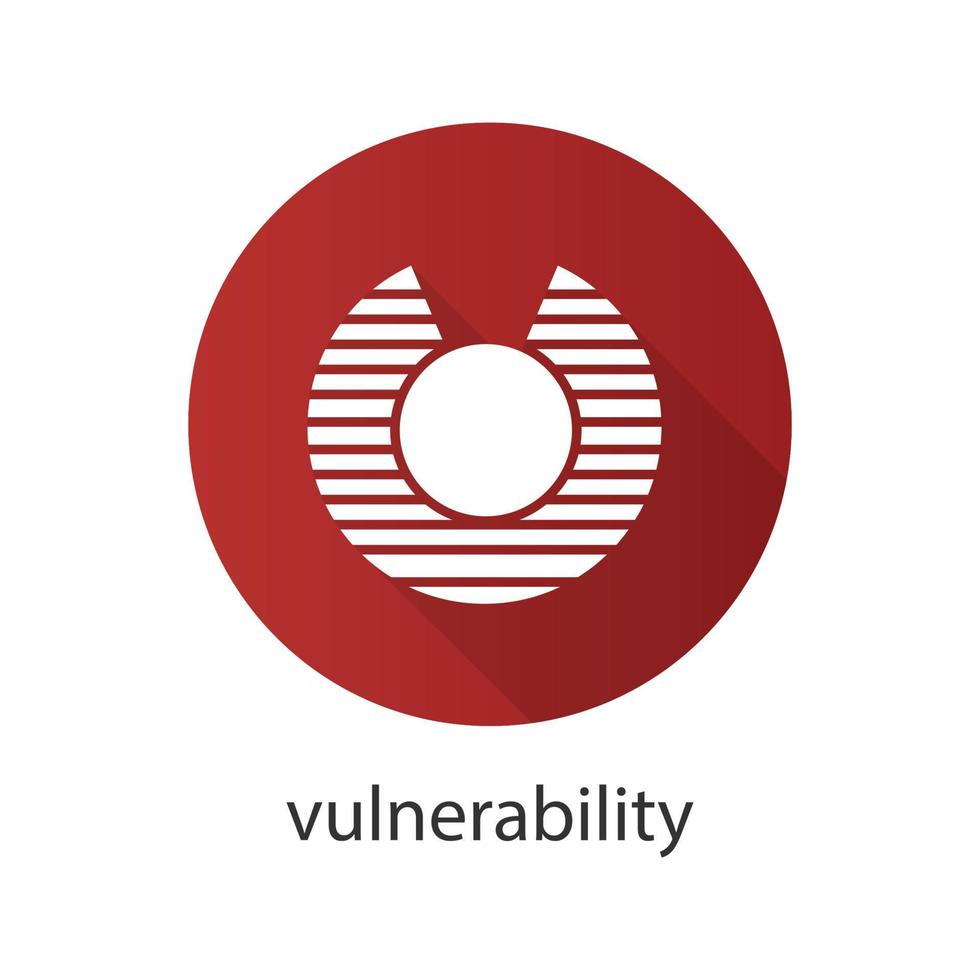 Vulnerability flat design long shadow glyph icon. Abstract metaphor. Vector silhouette illustration