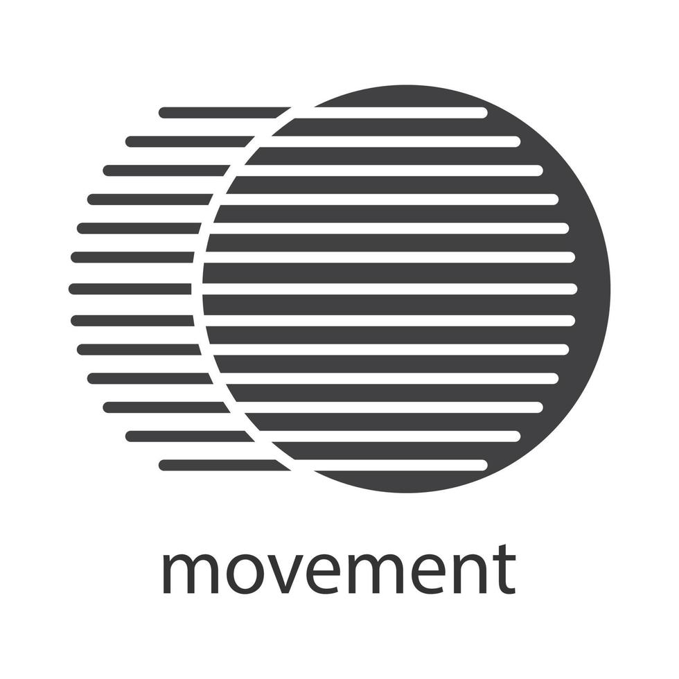 Movement glyph icon. Silhouette symbol. Dynamic motion concept. Negative space. Vector isolated illustration