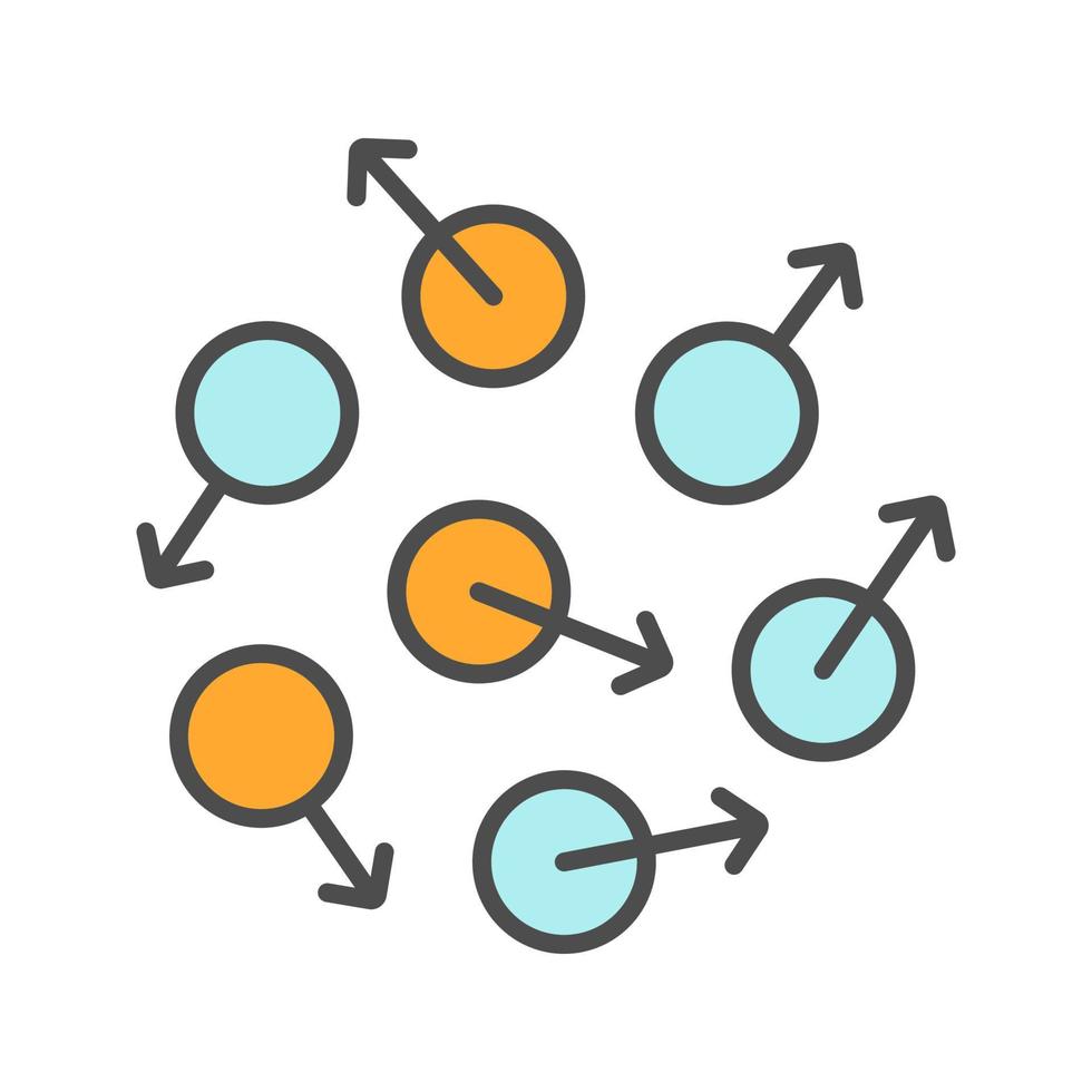 Chaos symbol color icon. Chaotic movement. Isolated vector illustration