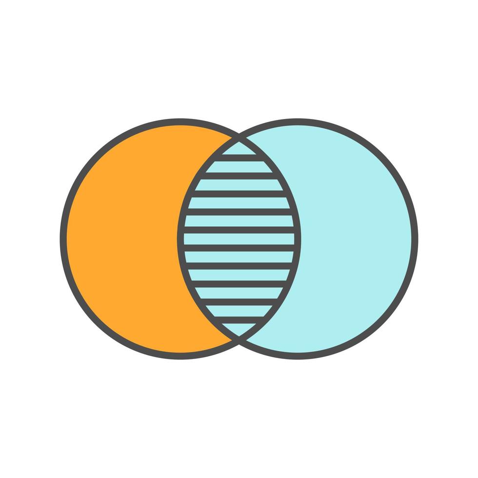 Merging symbol color icon. Cell absorption. Integration abstract metaphor. Isolated vector illustration