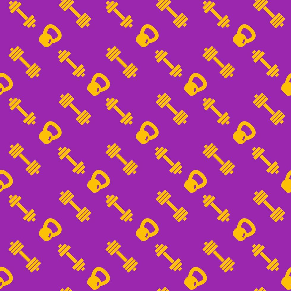seamless fitness pattern with dumbbells and kettlebells vector