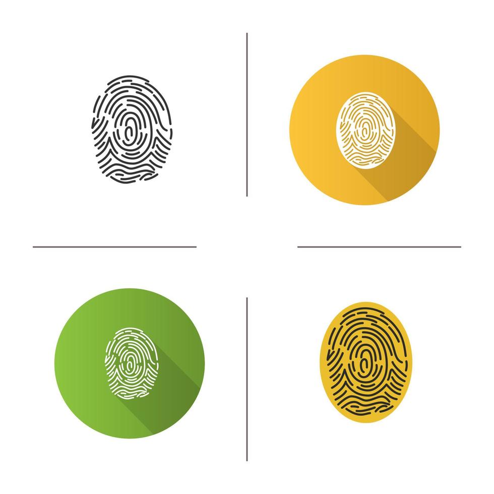 Fingerprint icon. Flat design, linear and color styles. Finger identification. Isolated vector illustrations