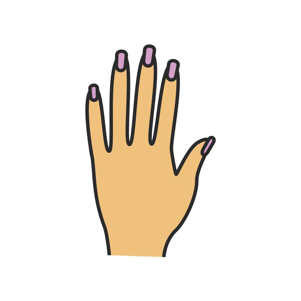 Woman's hand color icon. Manicure. Isolated vector illustration