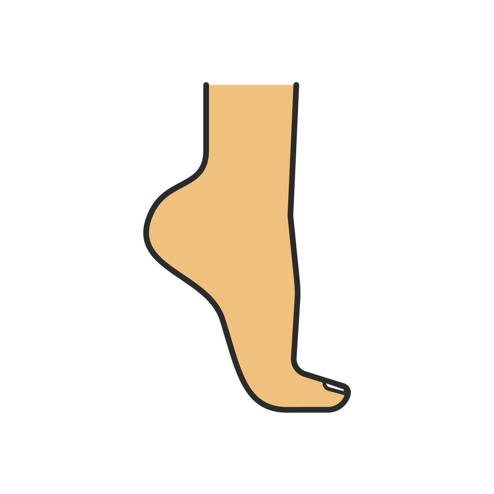 pie de mujer de pie en el icono de color de puntillas. ilustración vectorial aislada vector