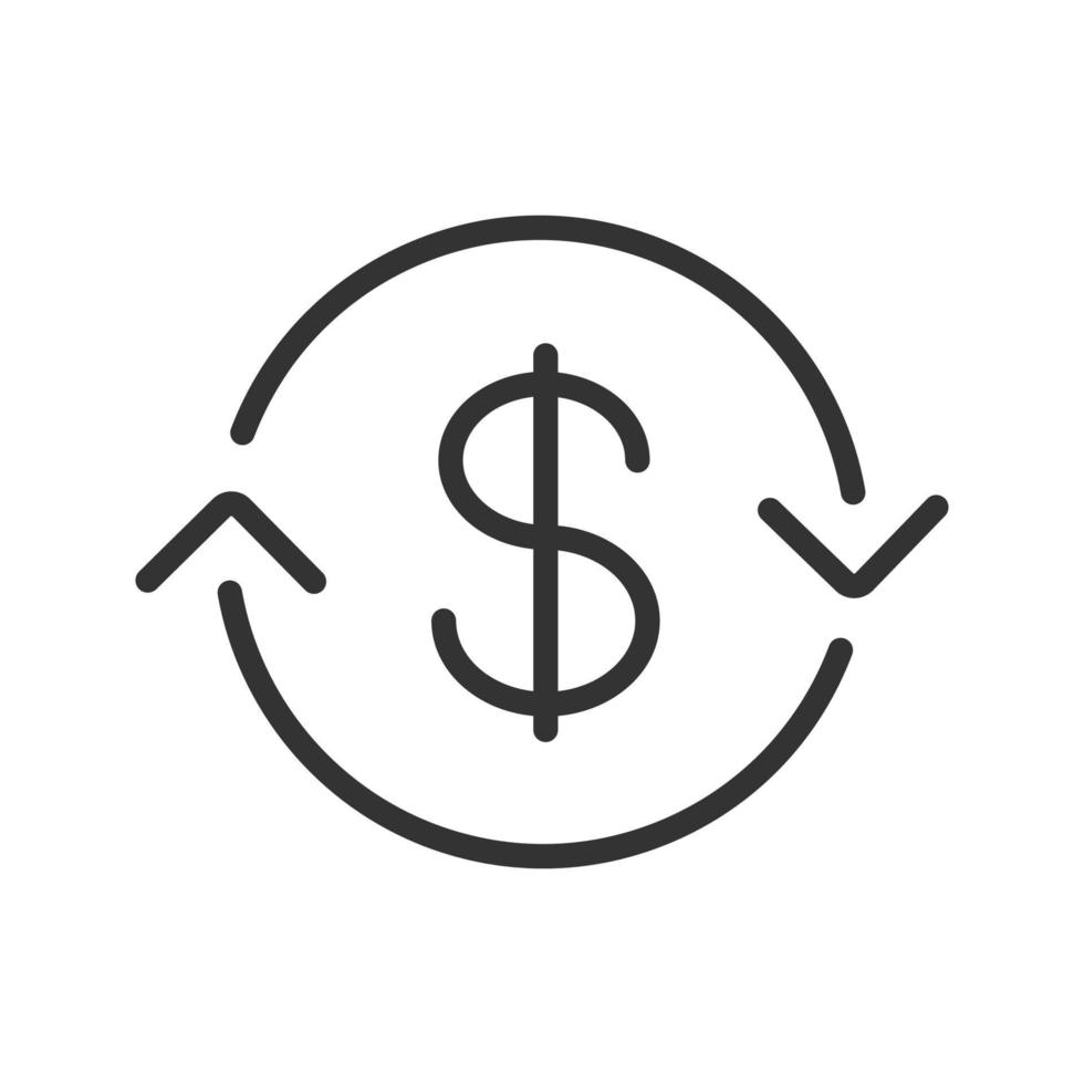 US dollar exchange linear icon. Thin line illustration. Refund contour symbol. Vector isolated outline drawing