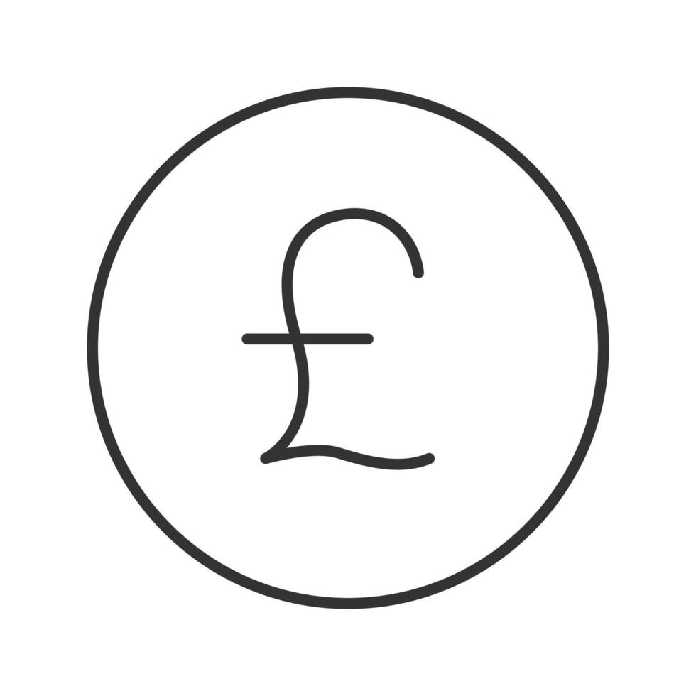 Pound linear icon. Thin line illustration. Great Britain national currency contour symbol. Vector isolated outline drawing