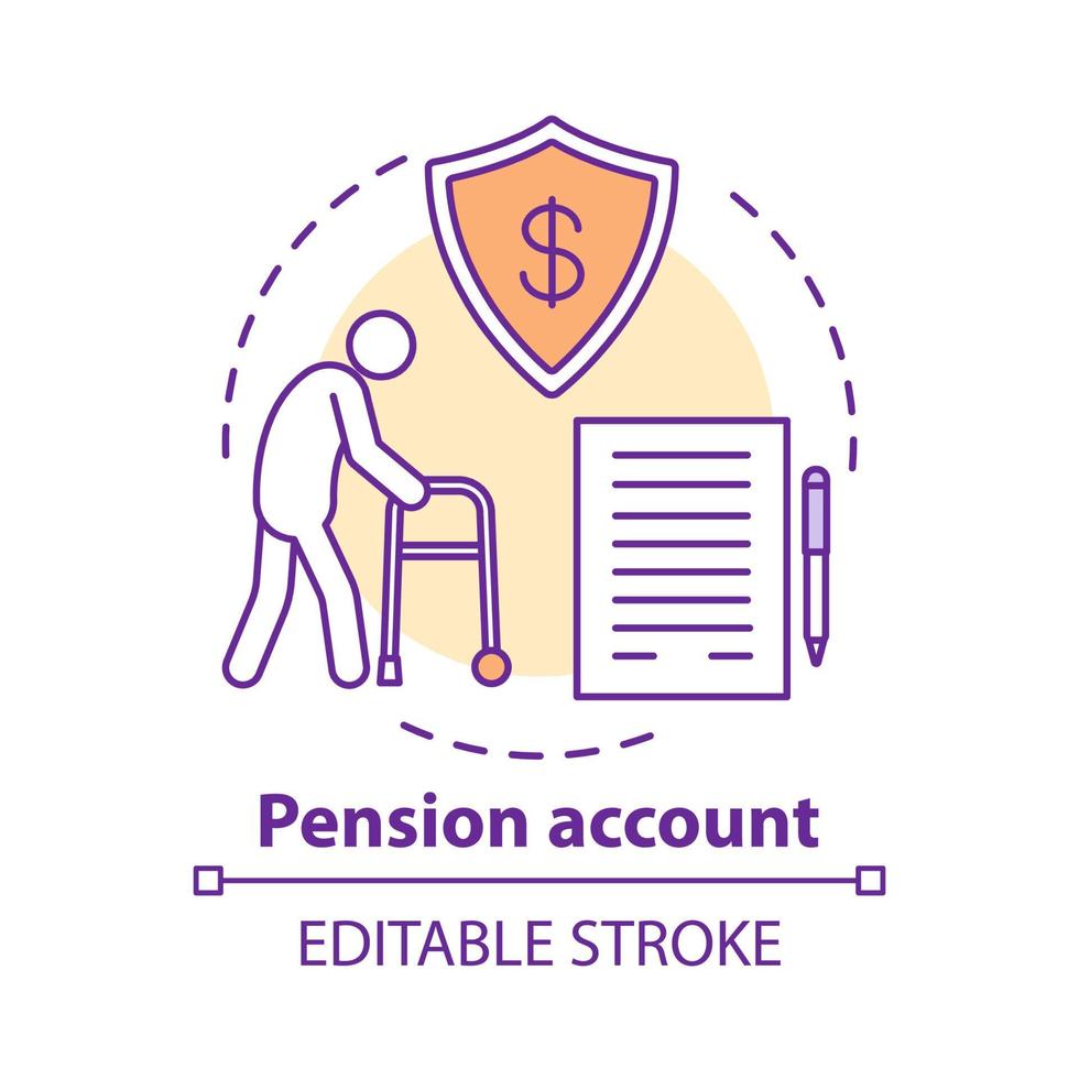 Pension account concept icon. Savings idea thin line illustration