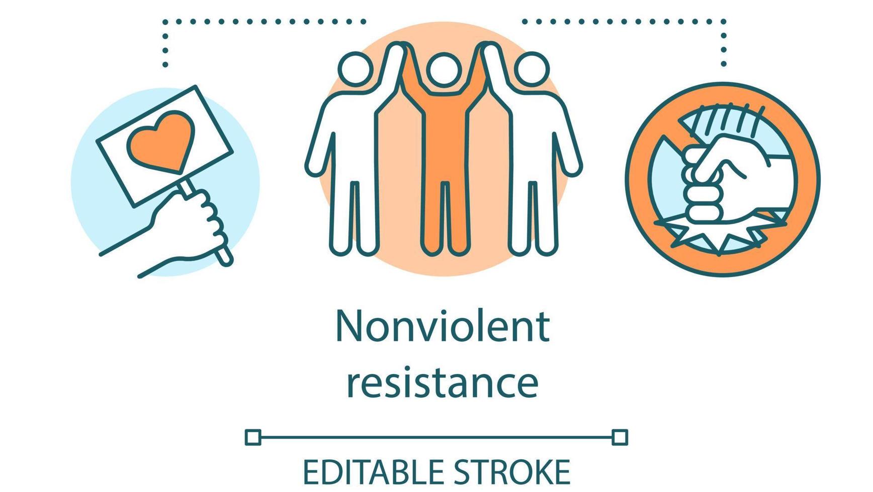 Nonviolent resistance concept icon. Peaceful social protest, pacifism idea thin line