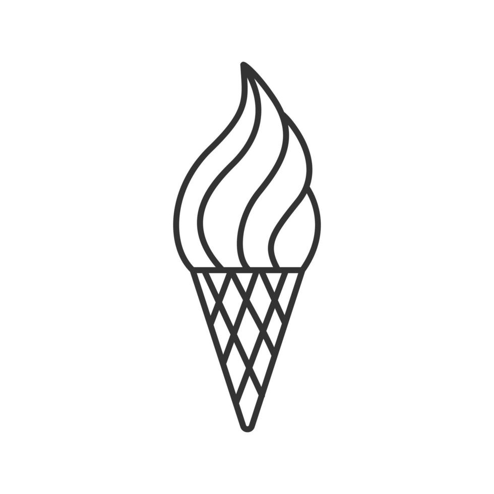 Ice cream cone linear icon. Thin line illustration. Contour symbol. Vector isolated outline drawing