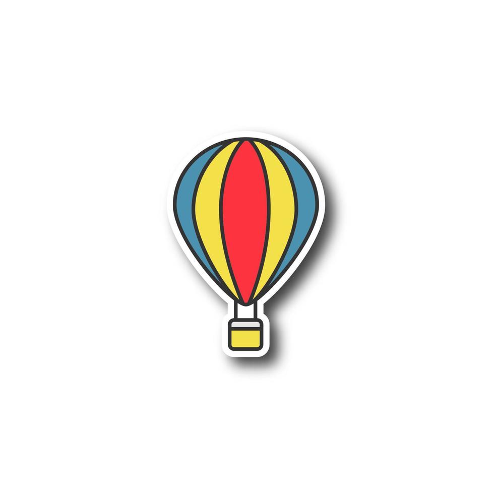 Hot air balloon patch. Aerostat. Color sticker. Vector isolated illustration