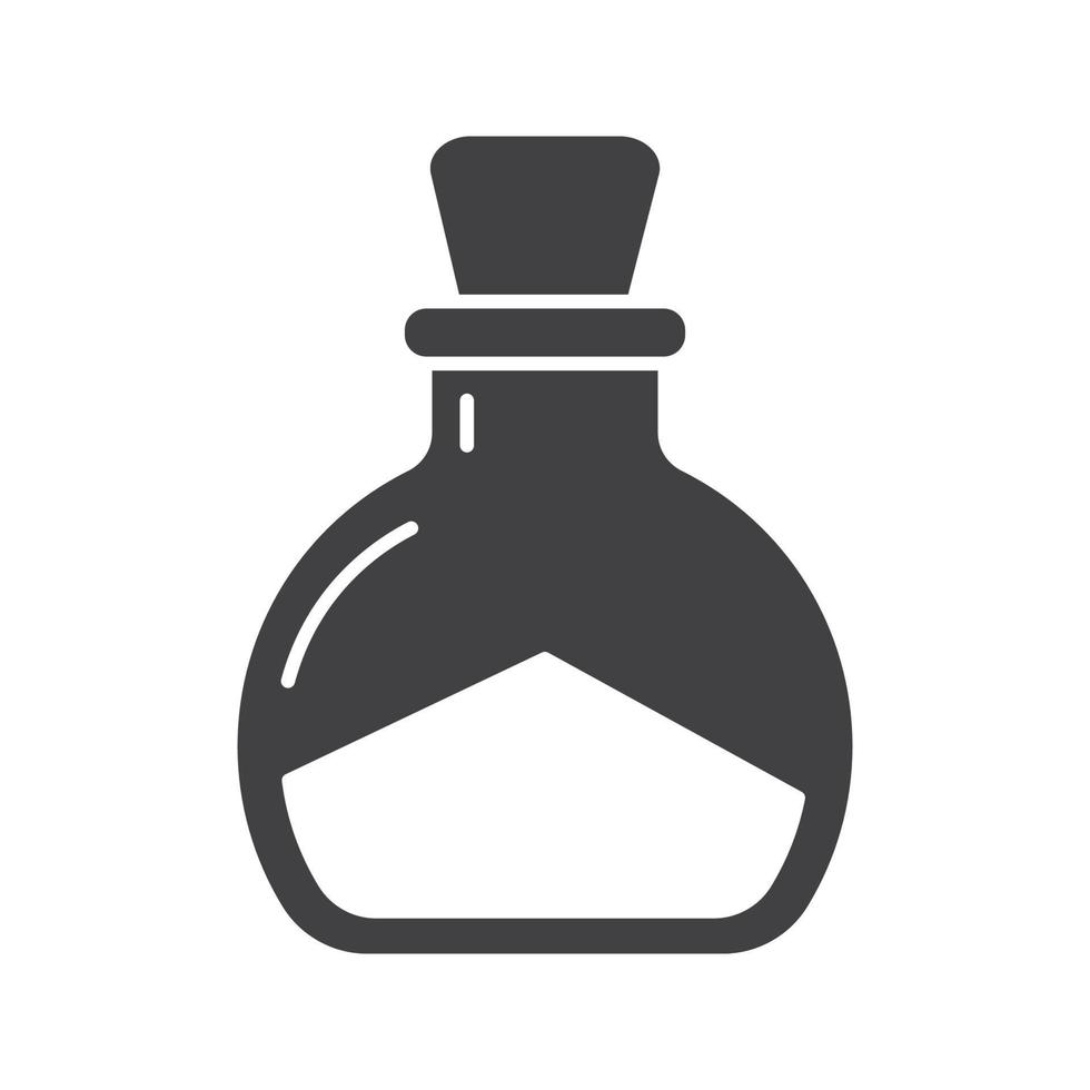 Sea salt glyph icon. Silhouette symbol. Magic potion bottle. Negative space. Vector isolated illustration