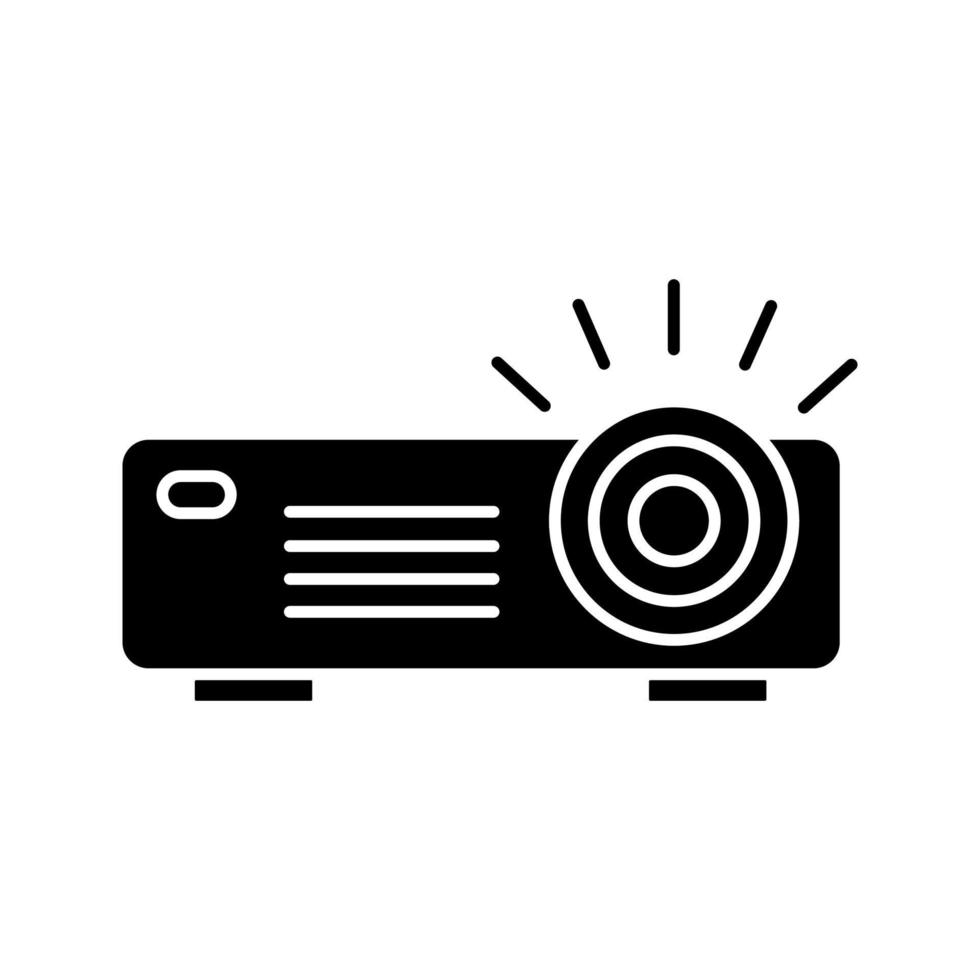 icono de glifo de proyector. reproductor multimedia. símbolo de silueta. espacio negativo. vector ilustración aislada