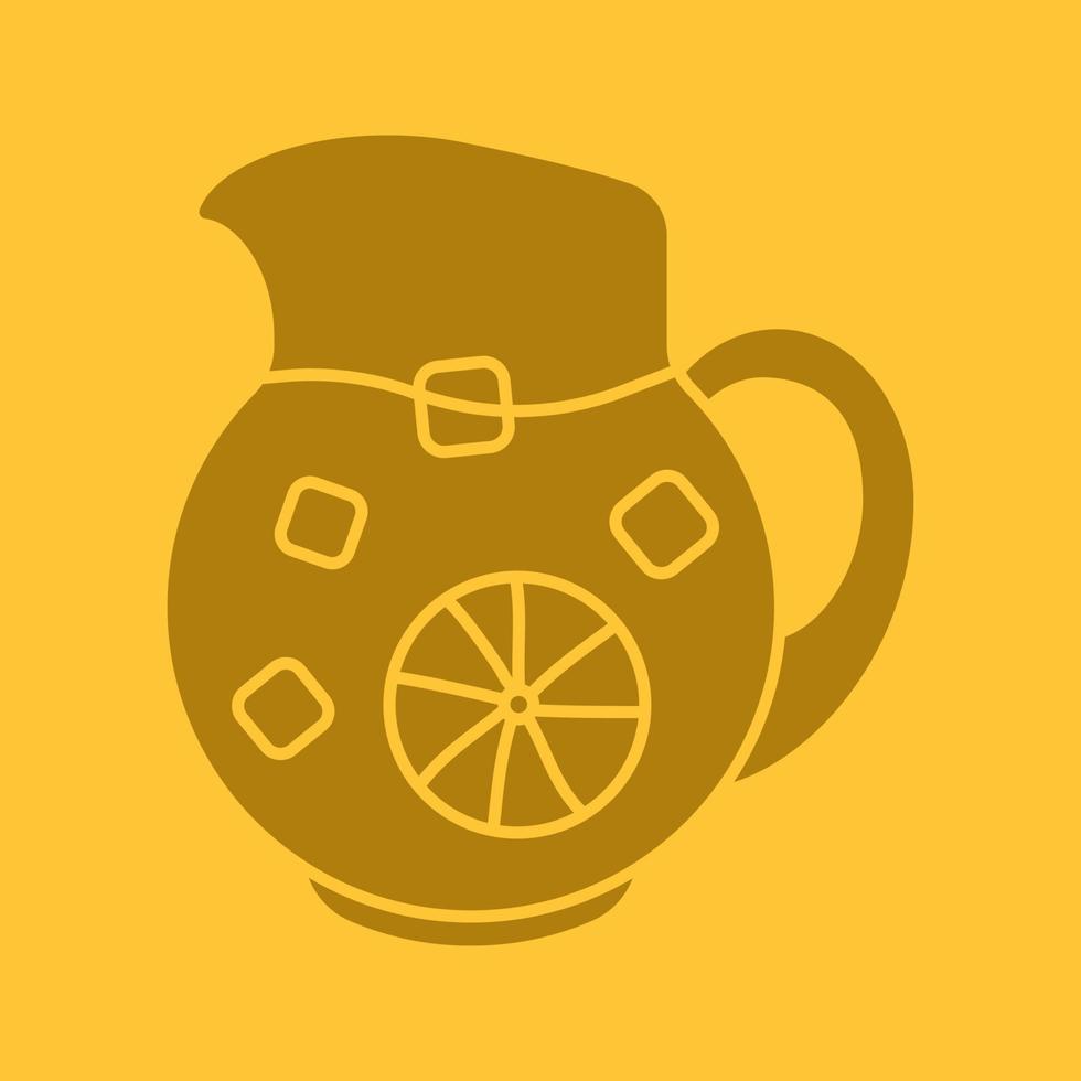 Lemonade jug glyph color icon. Silhouette symbol. Negative space. Vector isolated illustration