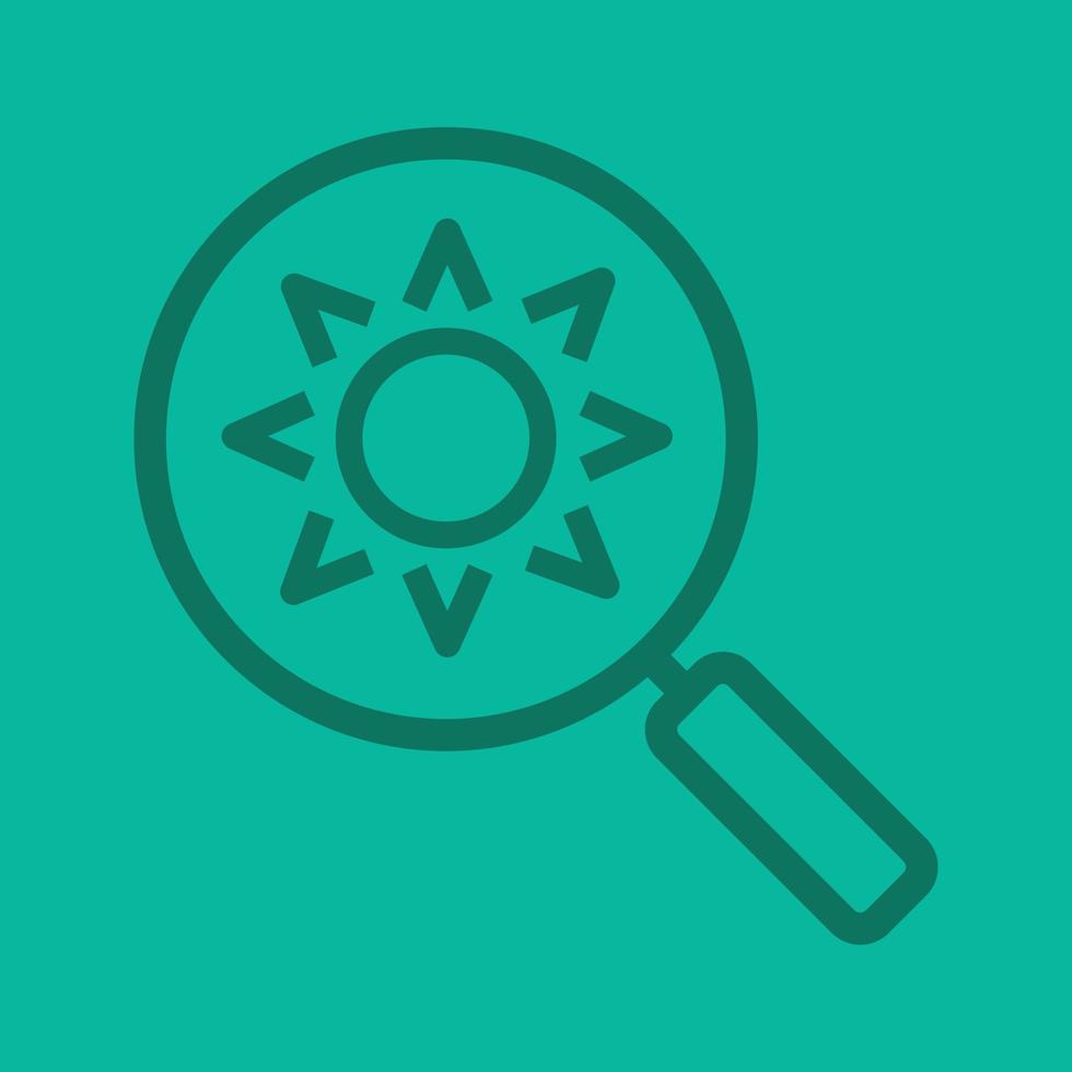 Search color linear icon. Magnifying glass with sun. Thin line outline symbols on color background. Vector illustration