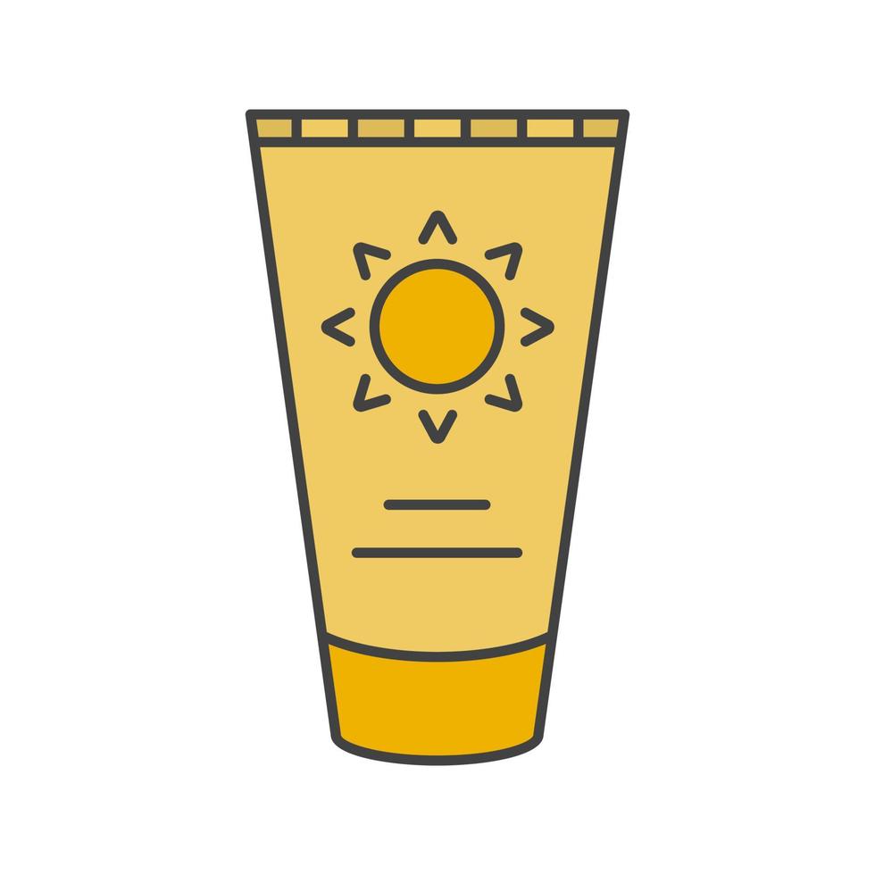 Sun cream color icon. Suntan lotion. Isolated vector illustration
