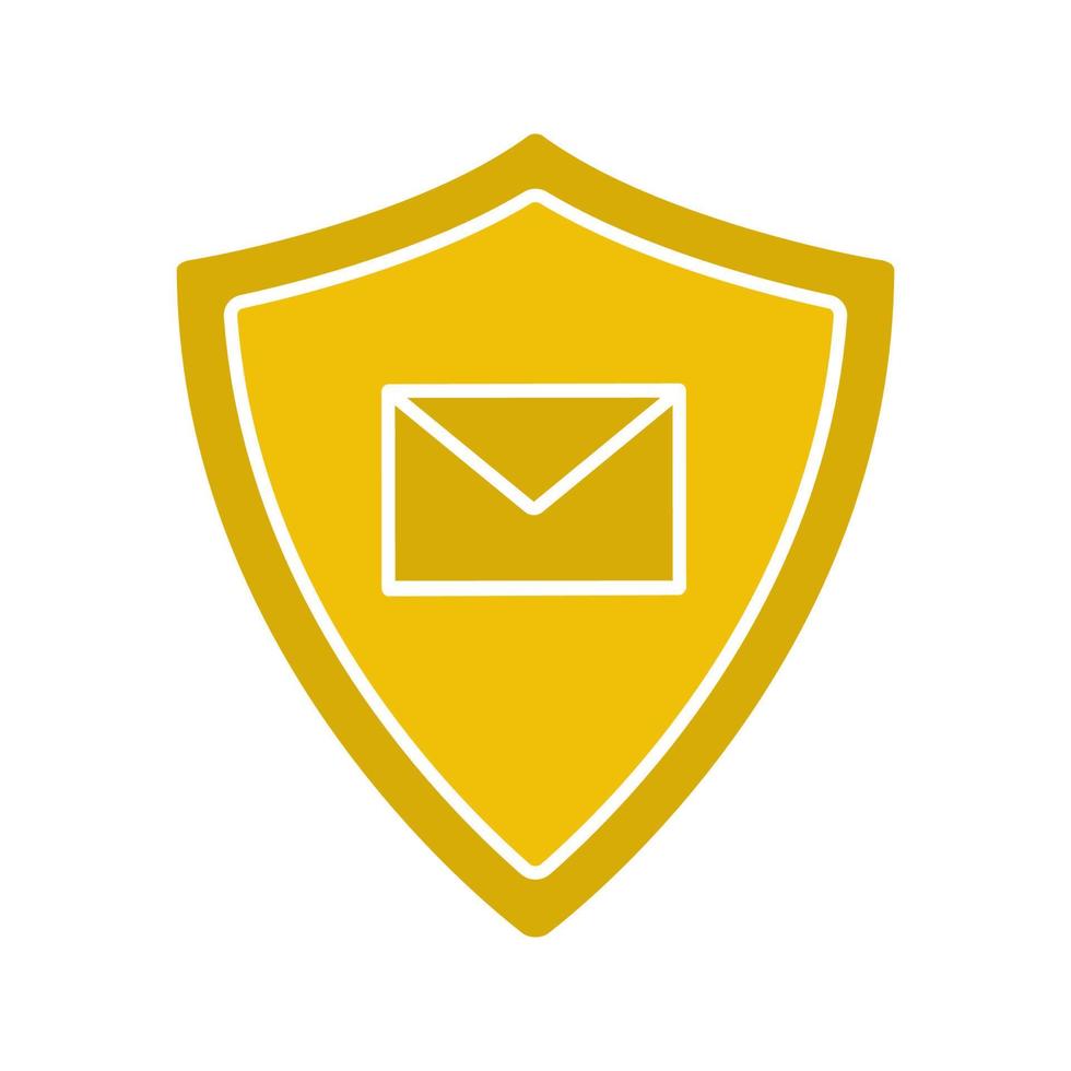 icono de color de glifo de seguridad de correo electrónico. mensaje sms dentro del escudo de protección. protección contra el spam. símbolo de silueta sobre fondo blanco. espacio negativo. ilustración vectorial vector