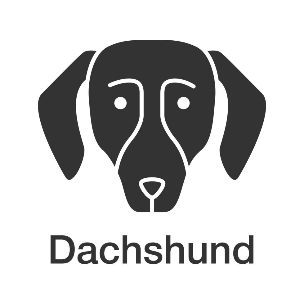 Dachshund glyph icon. Hotdog. Hound dog breed. Silhouette symbol. Negative space. Vector isolated illustration