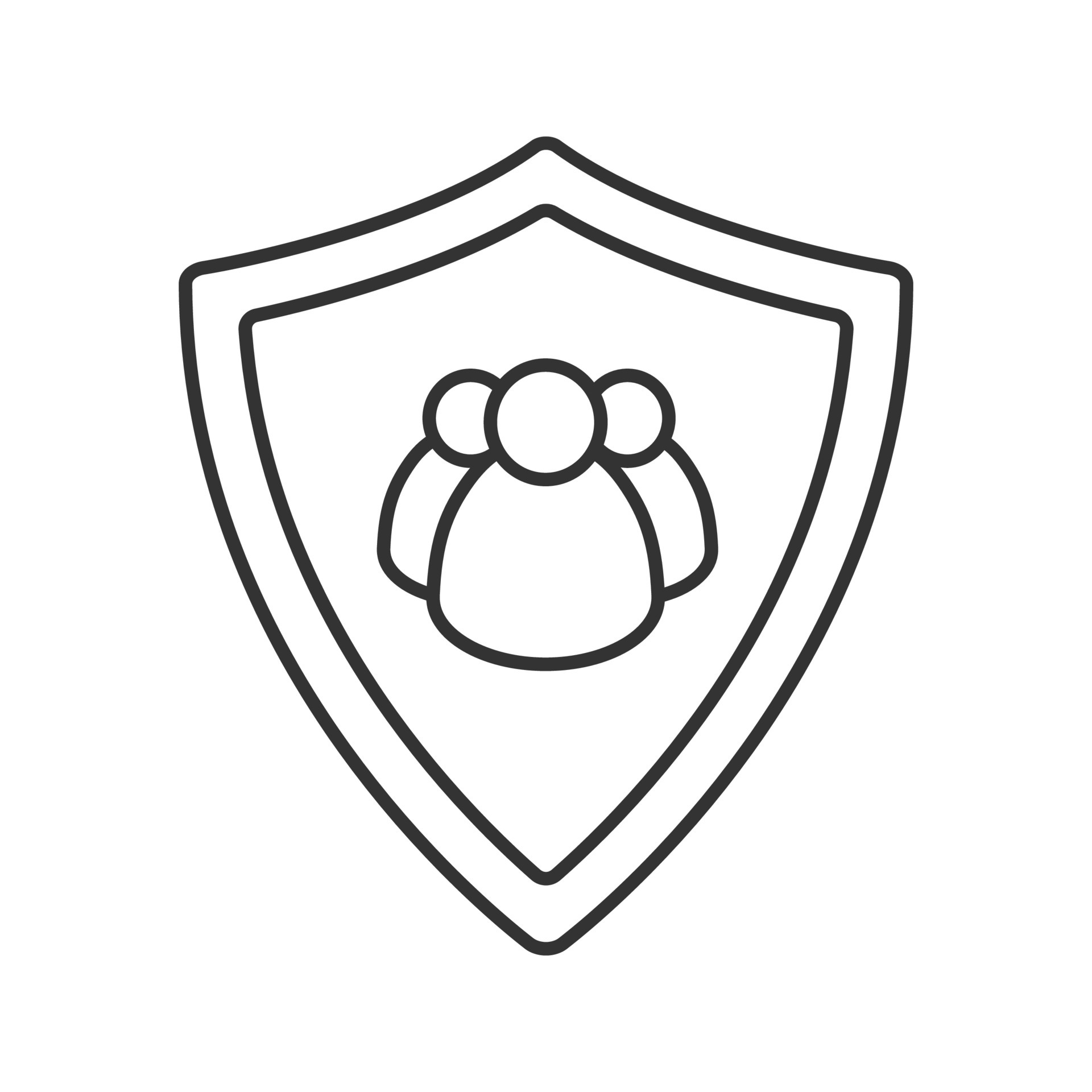 Users protection linear icon. Thin line illustration. Collective