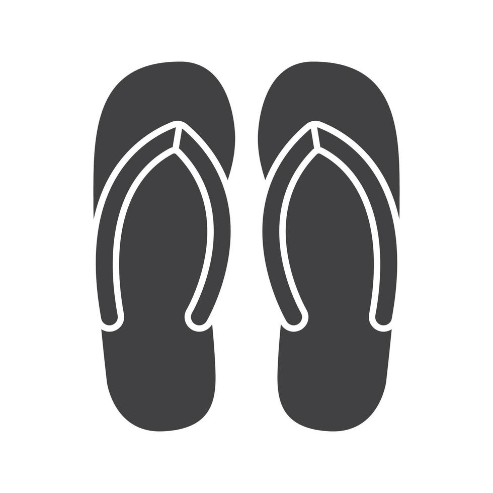 Flip flops glyph icon. Silhouette symbol. Summer slippers. Negative space. Vector isolated illustration