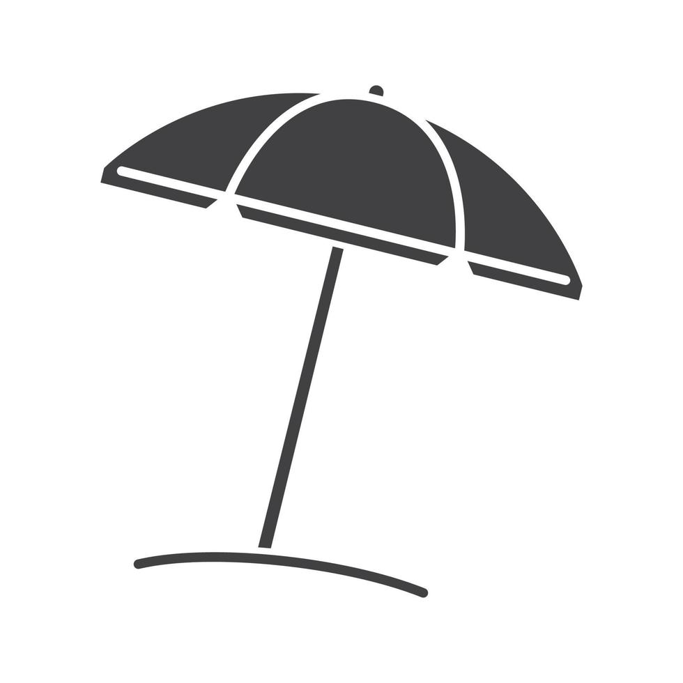 Beach umbrella glyph icon. Parasol. Silhouette symbol. Negative space. Vector isolated illustration