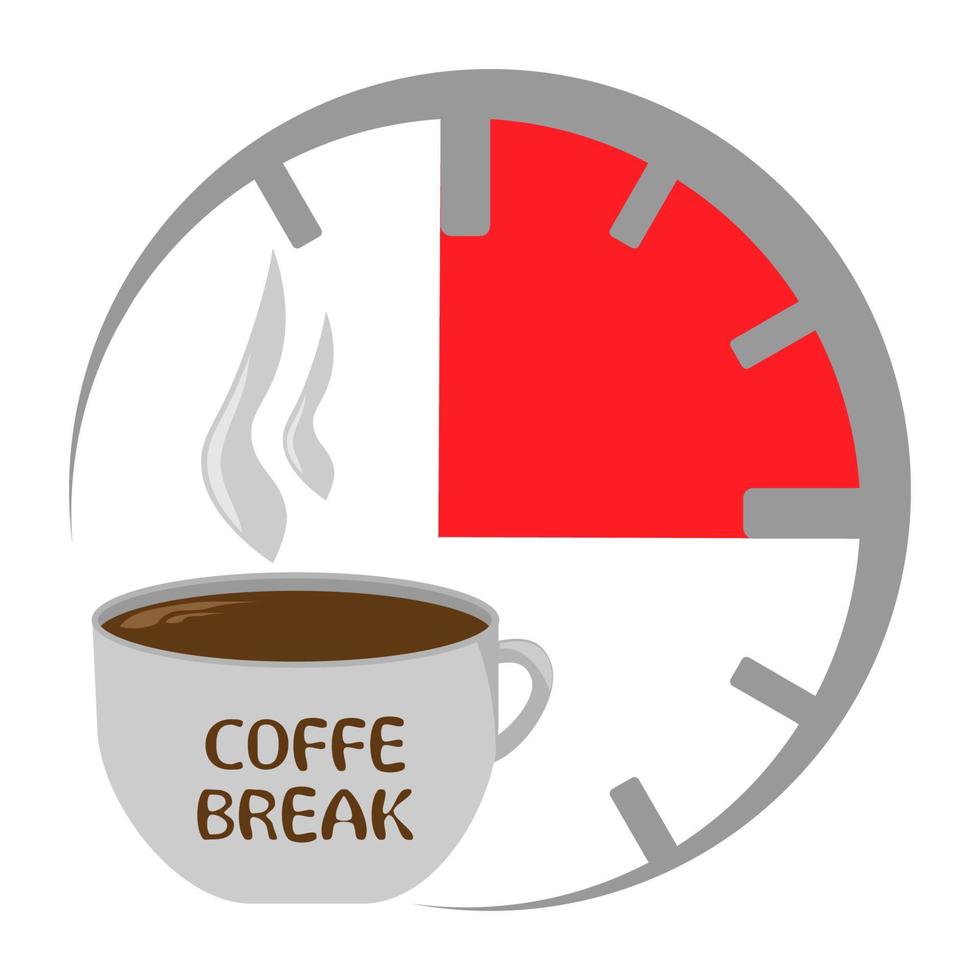 cartel de pausa para el café. taza con reloj para la hora del café vector