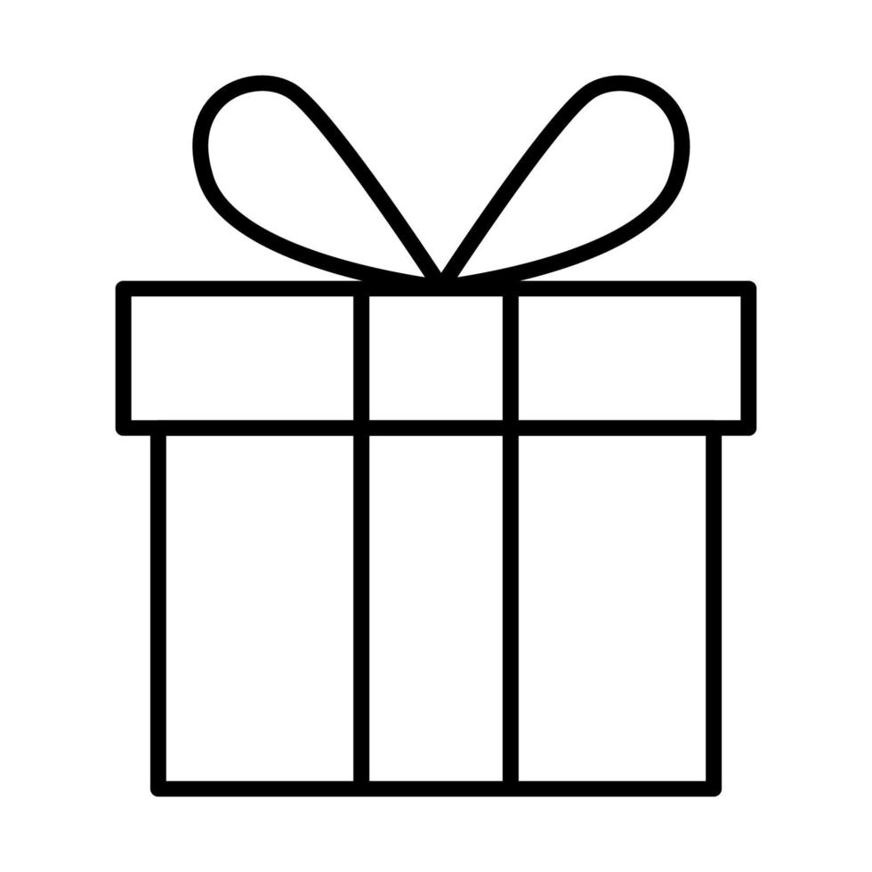 icono de caja de regalo. Caja de regalo con icono de línea de cinta, signo de vector de contorno.