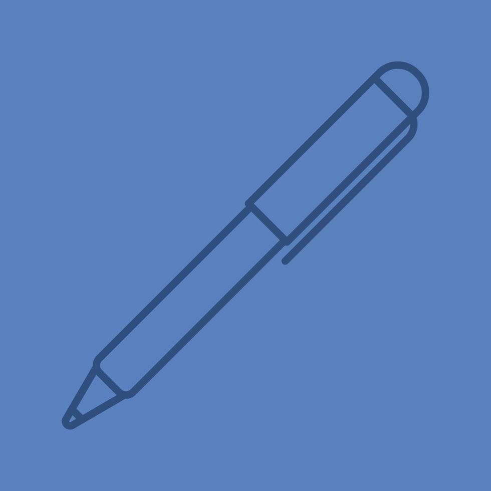 Ball pen color linear icon. Ballpoint pen. Thin line outline symbols on color background. Vector illustration