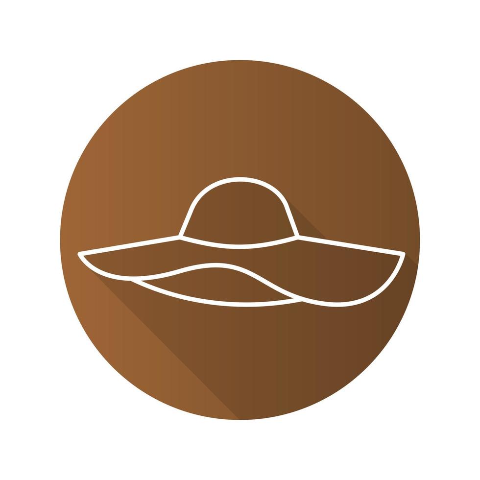 sombrero de playa para mujer icono de sombra plana lineal larga. símbolo de contorno vectorial vector