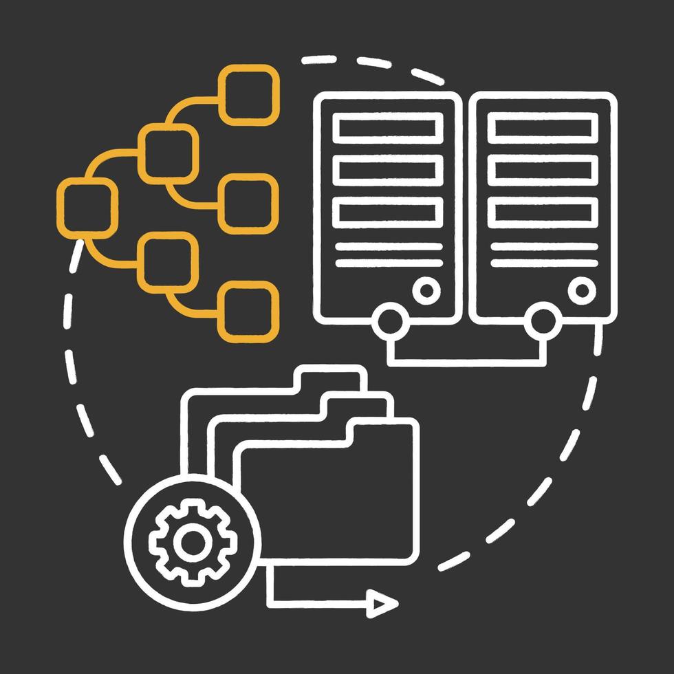 Volume testing chalk concept icon. Software development stage idea thin line illustration. Analyze system perfomance. Data increase. Flood testing idea. Vector isolated chalkboard illustration