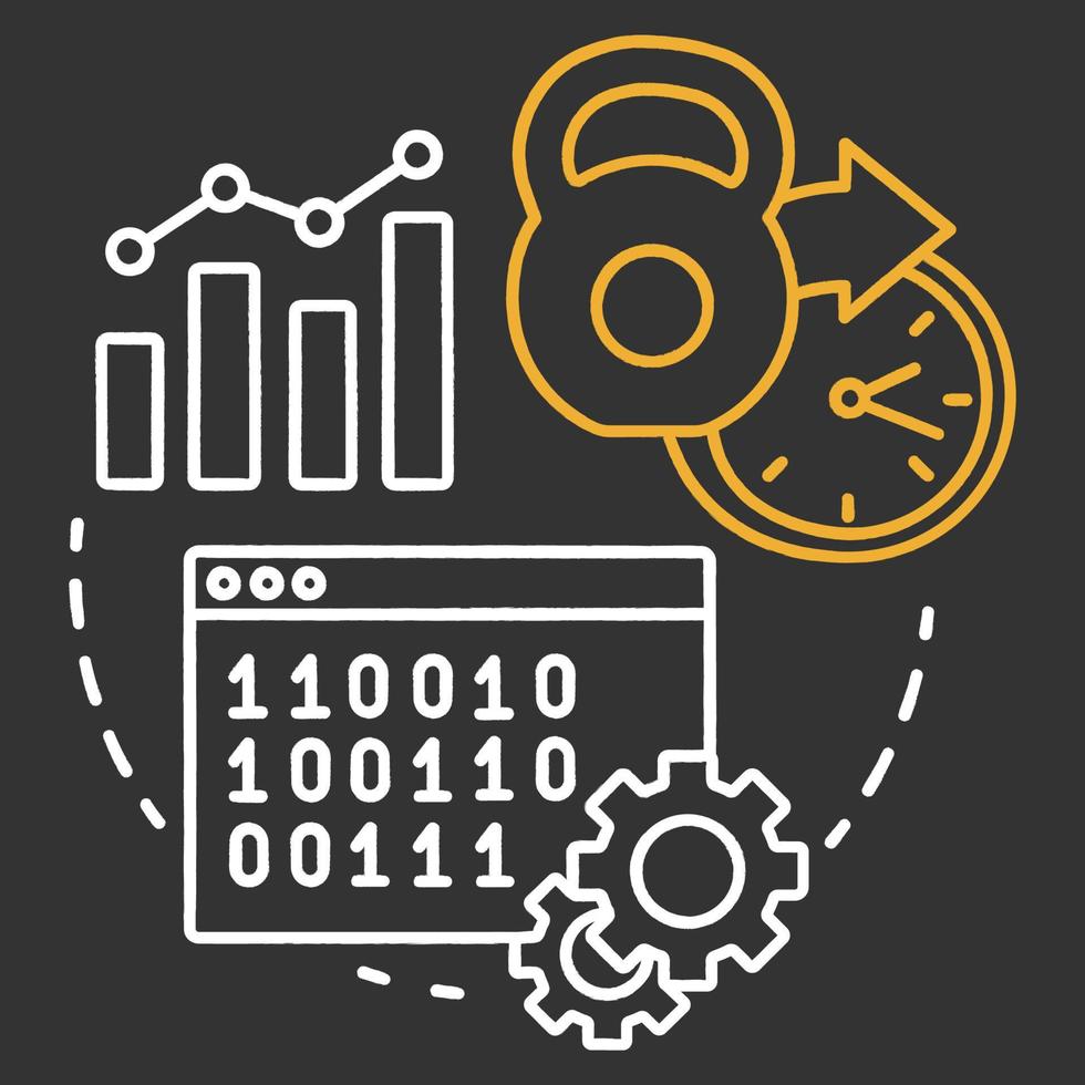 Load testing chalk concept icon. Software development stage idea thin line illustration. System perfomance at different conditions. Non-functional testing idea. Vector isolated chalkboard illustration