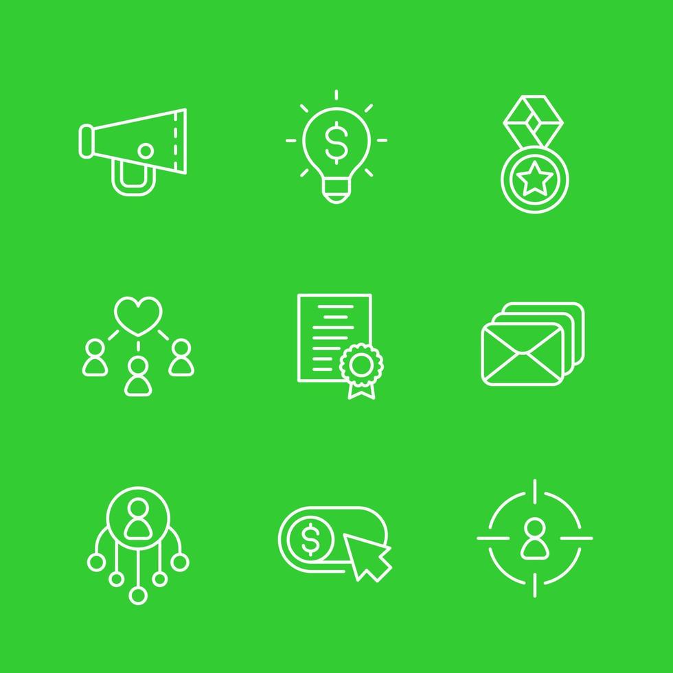 digital marketing linear icons vector