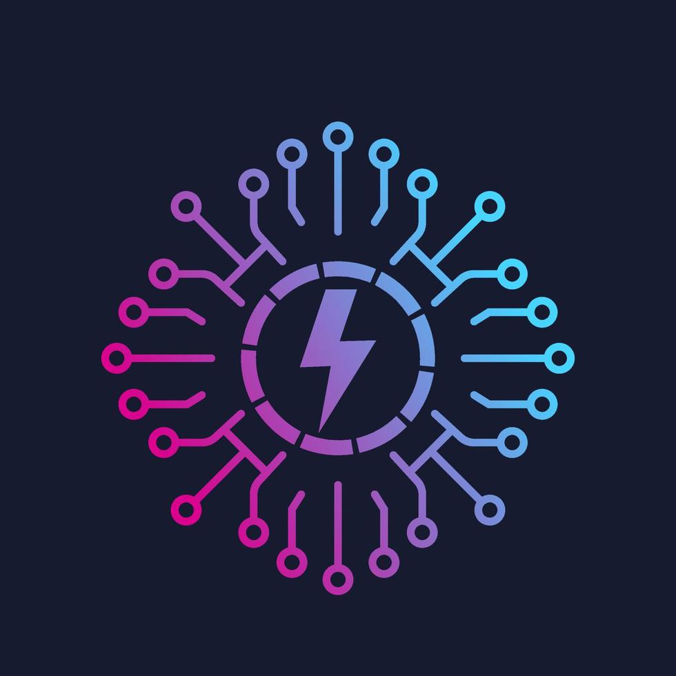 electric network, grid, circuit board, technology icon vector