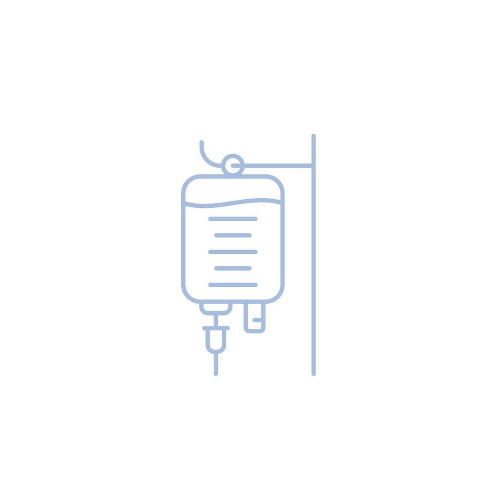 iv bag, medical drip isolated linear icon vector