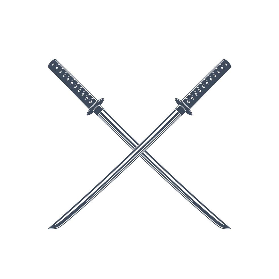 japanese swords, katana, isolated on white vector