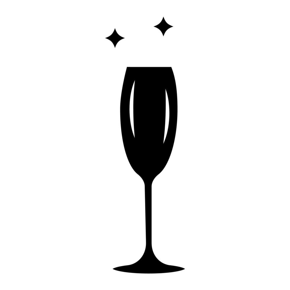 icono de glifo de copa de vino vacía. formas y tipos de cristalería. copa para vino espumoso, champagne. preferencias de consumo de alcohol. símbolo de silueta. espacio negativo. vector ilustración aislada