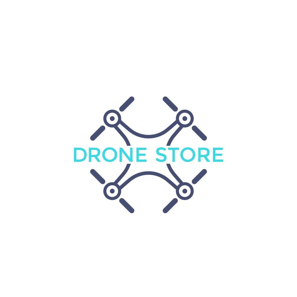 Drone store vector logo icon with quadrocopter