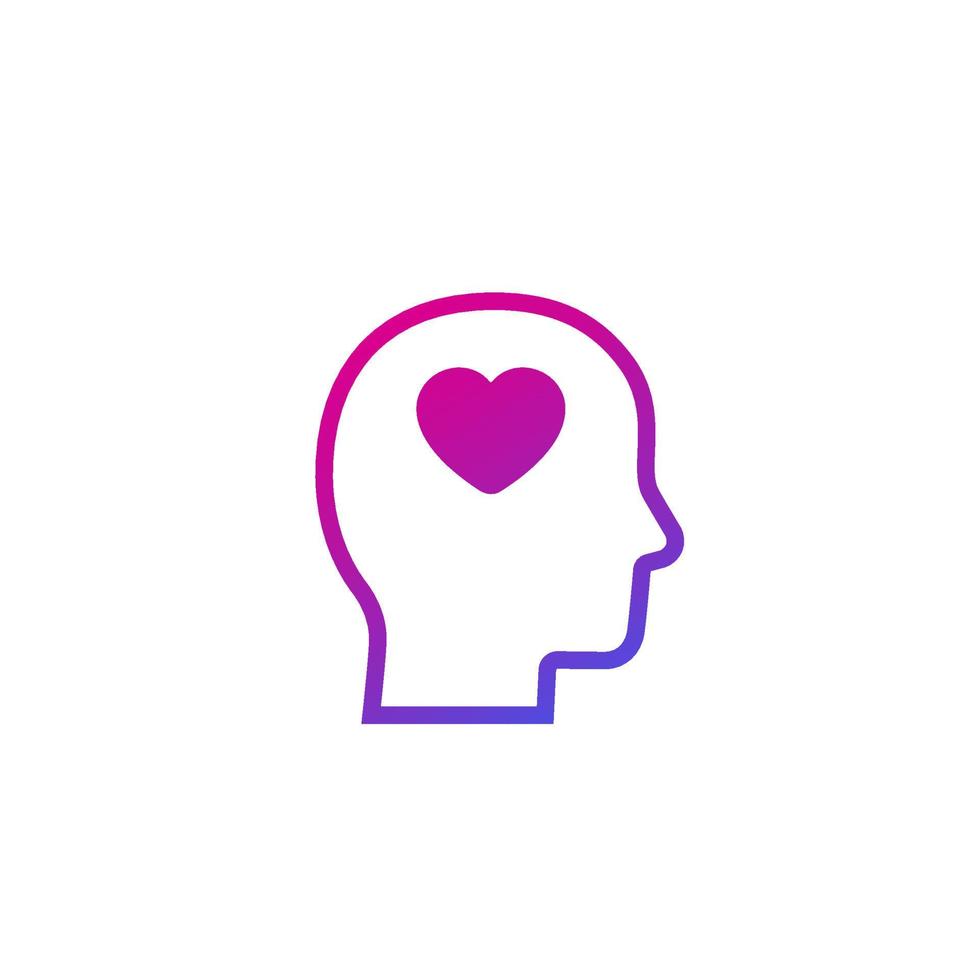 Head with heart vector logo