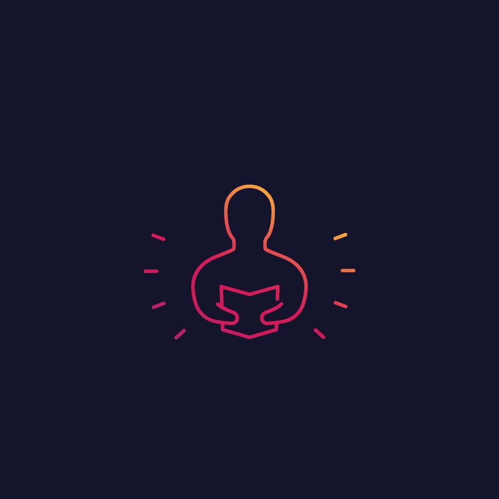 Man reading book vector linear icon
