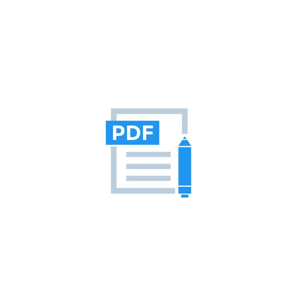 PDF document edit icon vector