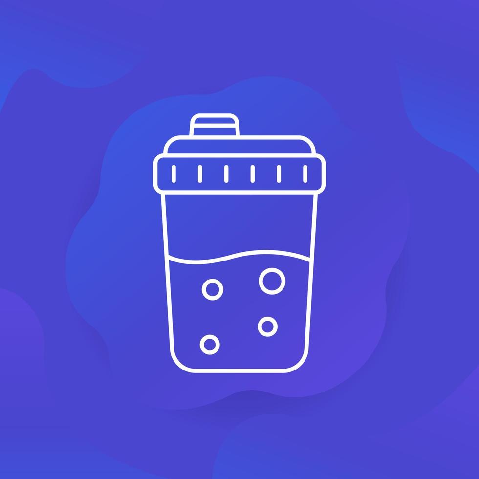 Shaker with protein line icon, vector