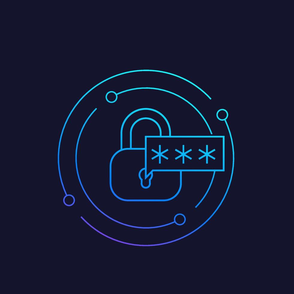 password access, authentication and cybersecurity vector line icon