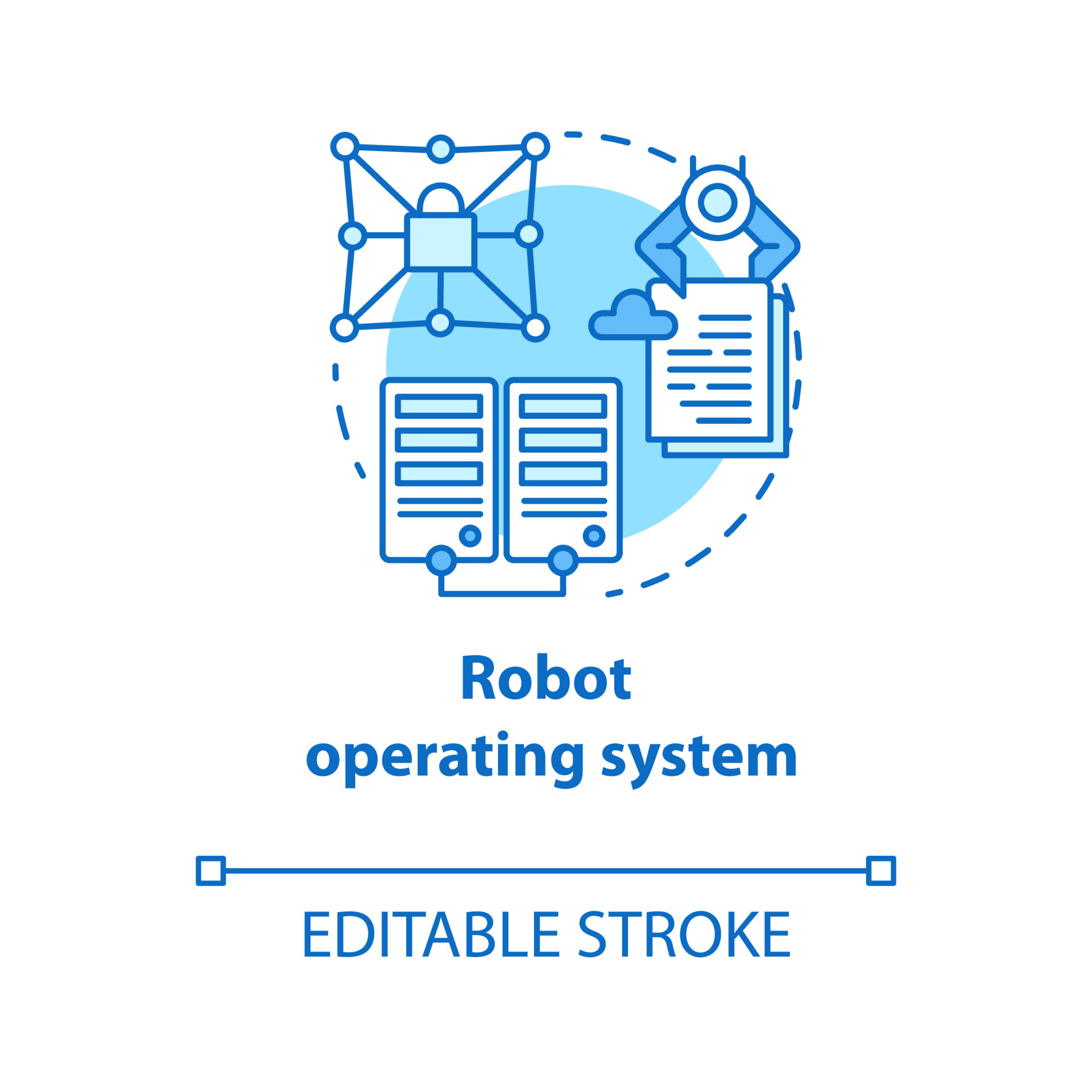 Robot operating system blue concept icon. Robotics secured software ...