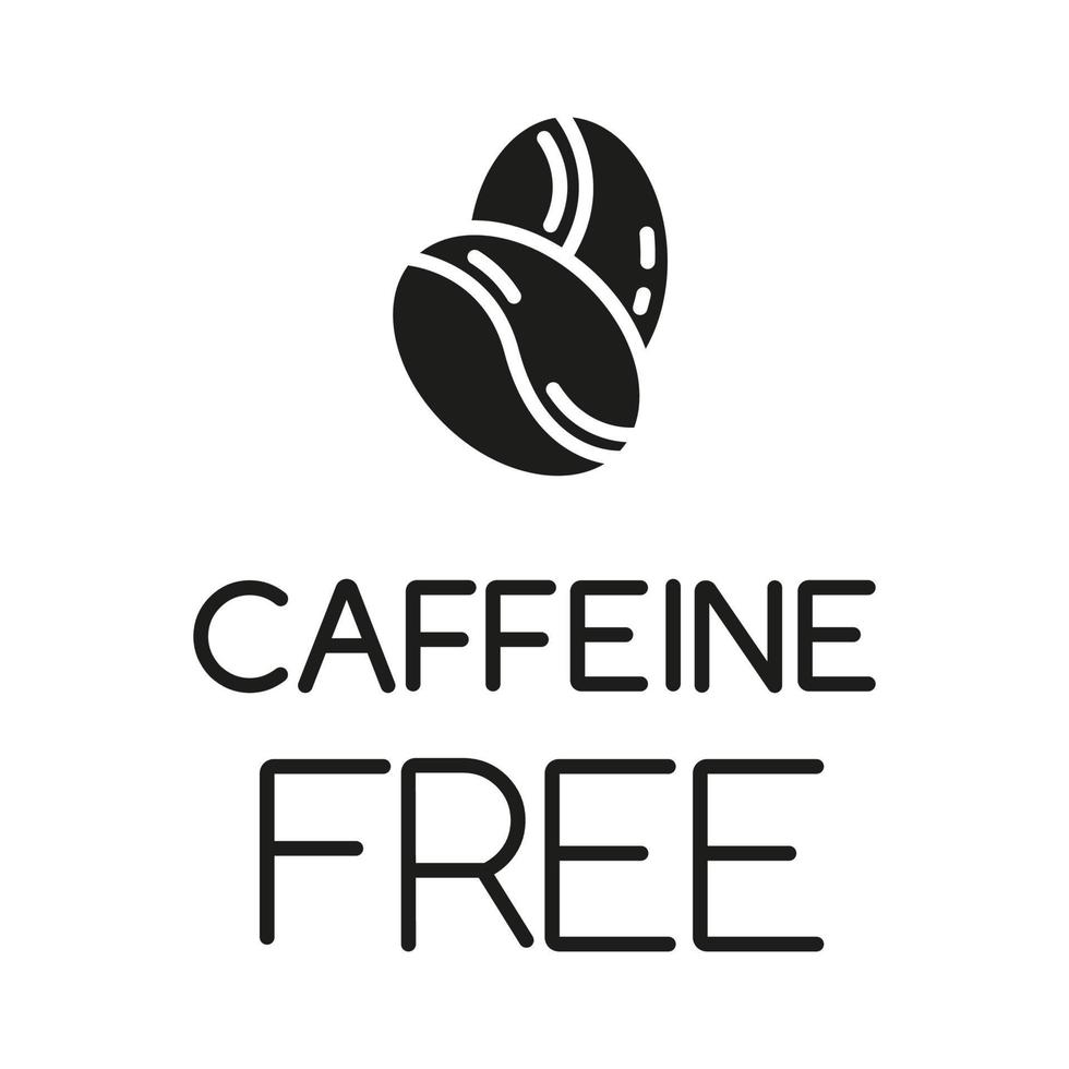Caffeine free glyph icon. Decaffeinated drink. Product free ingredient. Nutritious dietary. Anxiety, insomnia prevention method. Silhouette symbol. Negative space. Vector isolated illustration