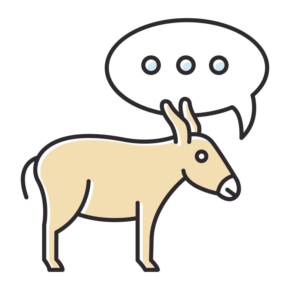 Balaam Donkey Bible story color icon. Speaking animal and speech cloud. Religious legends. Christian religion, holy book scene plot. Biblical narrative. Isolated vector illustration