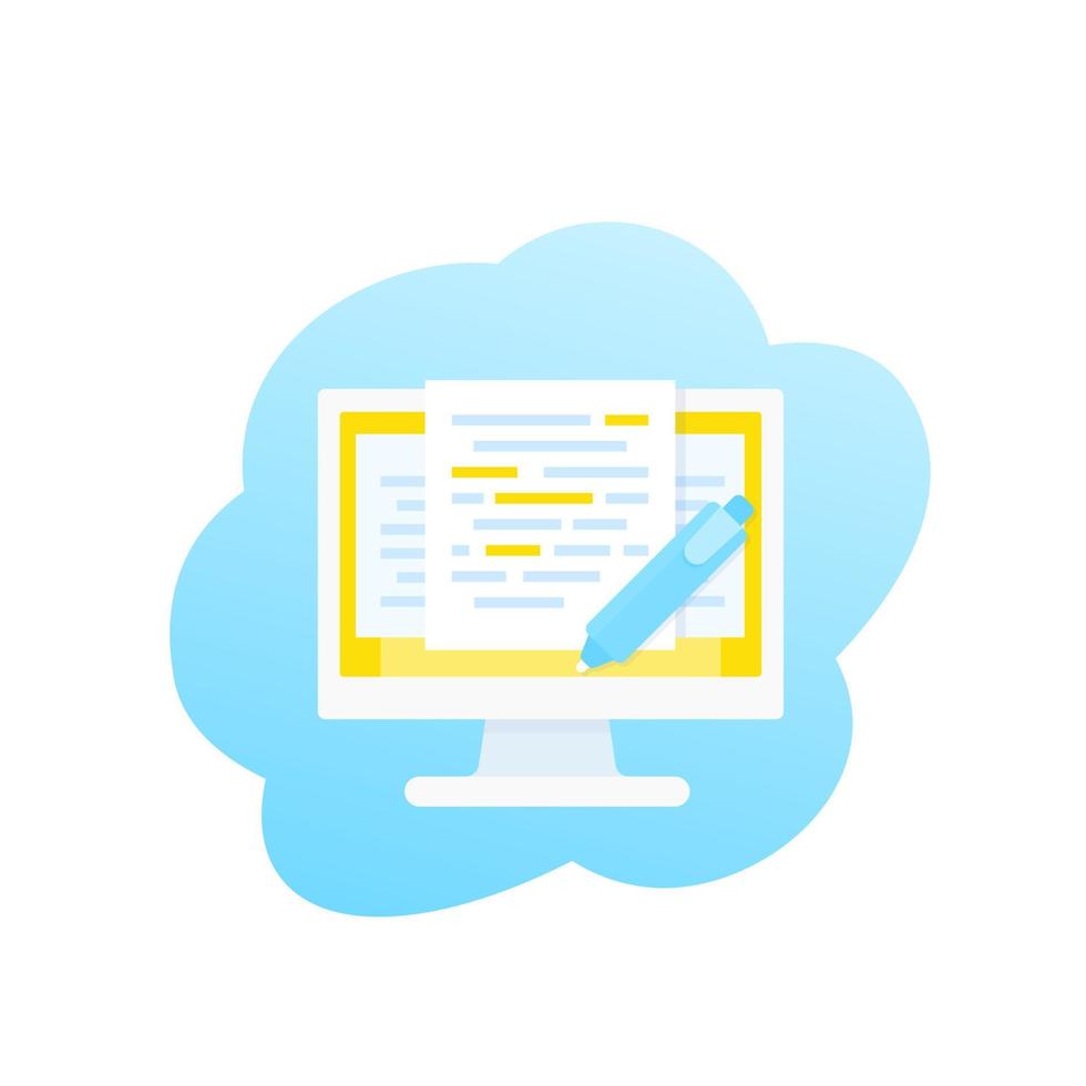 copywriting, writing, text editing, vector illustration