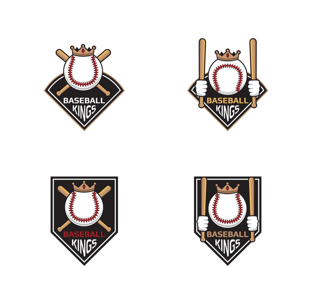 Ilustración de diseño de logotipo de rey de béisbol vector