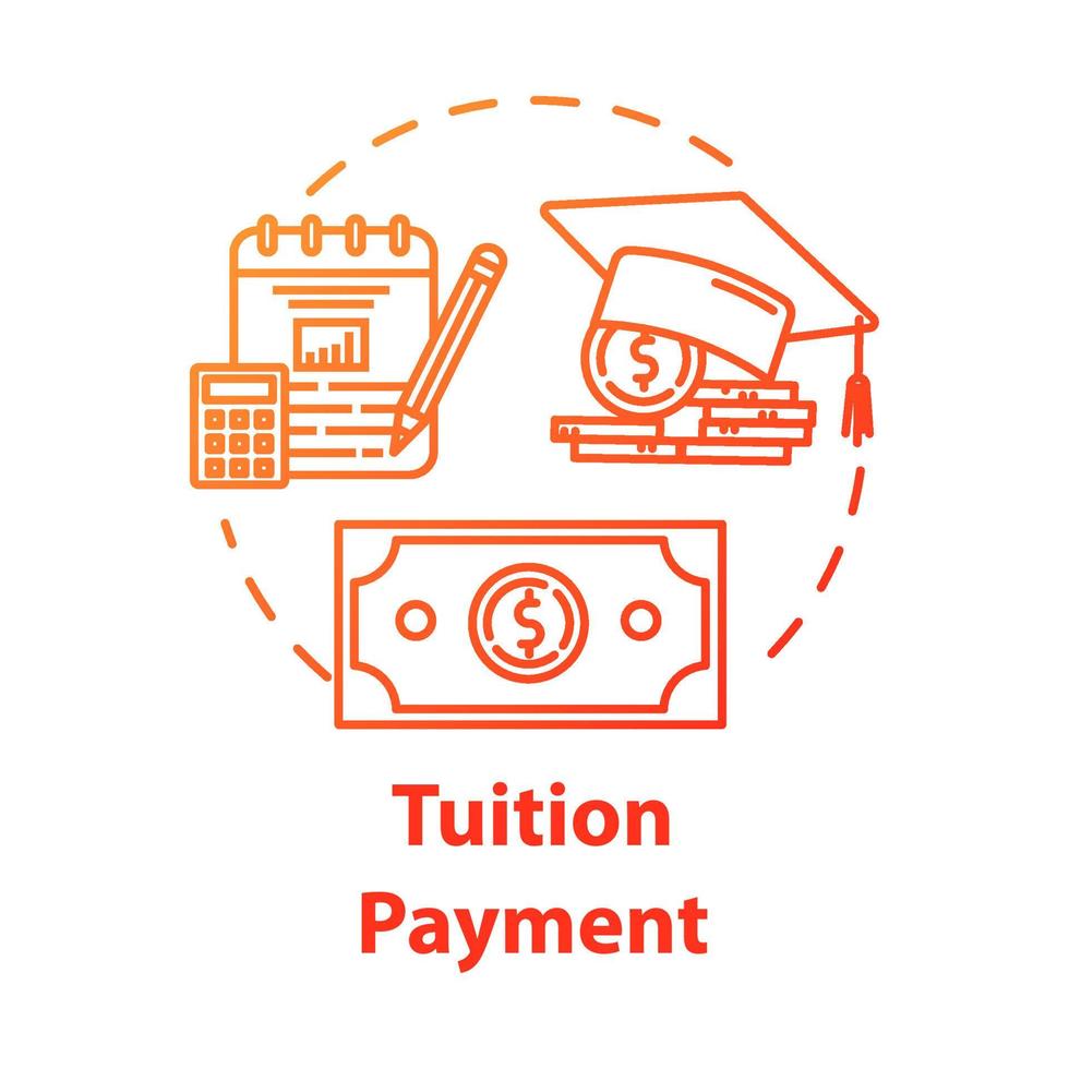 icono de concepto de pago de matrícula. costo de la educación. subvención económica. inversión en conocimiento. contando la idea de fondo de ahorro para la universidad ilustración de línea fina. dibujo de contorno aislado vectorial vector