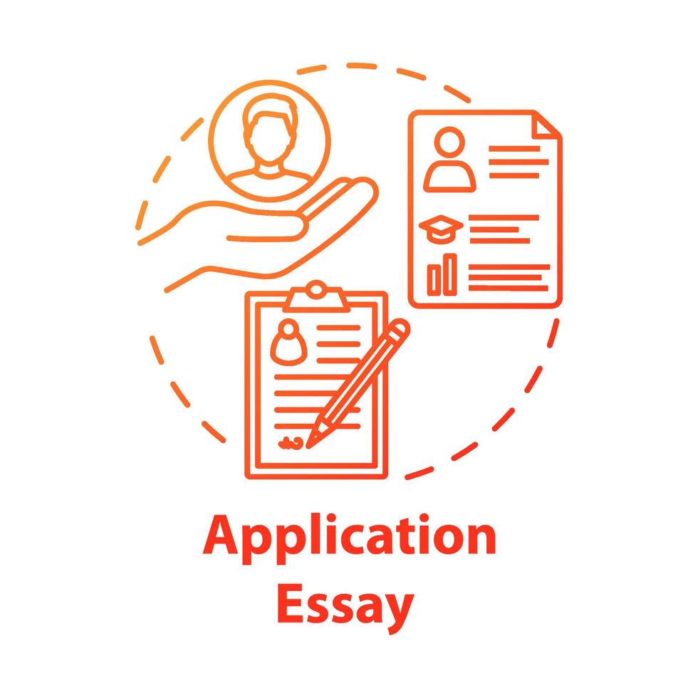Application essay concept icon. Personal statement. Summary and curriculum vitae. Individual characteristics idea thin line illustration. Vector isolated outline drawing