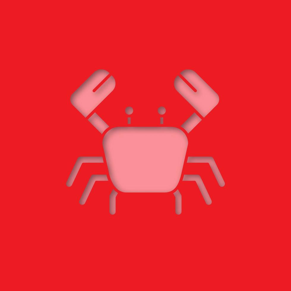 Crab paper cut out icon. Vector silhouette isolated illustration